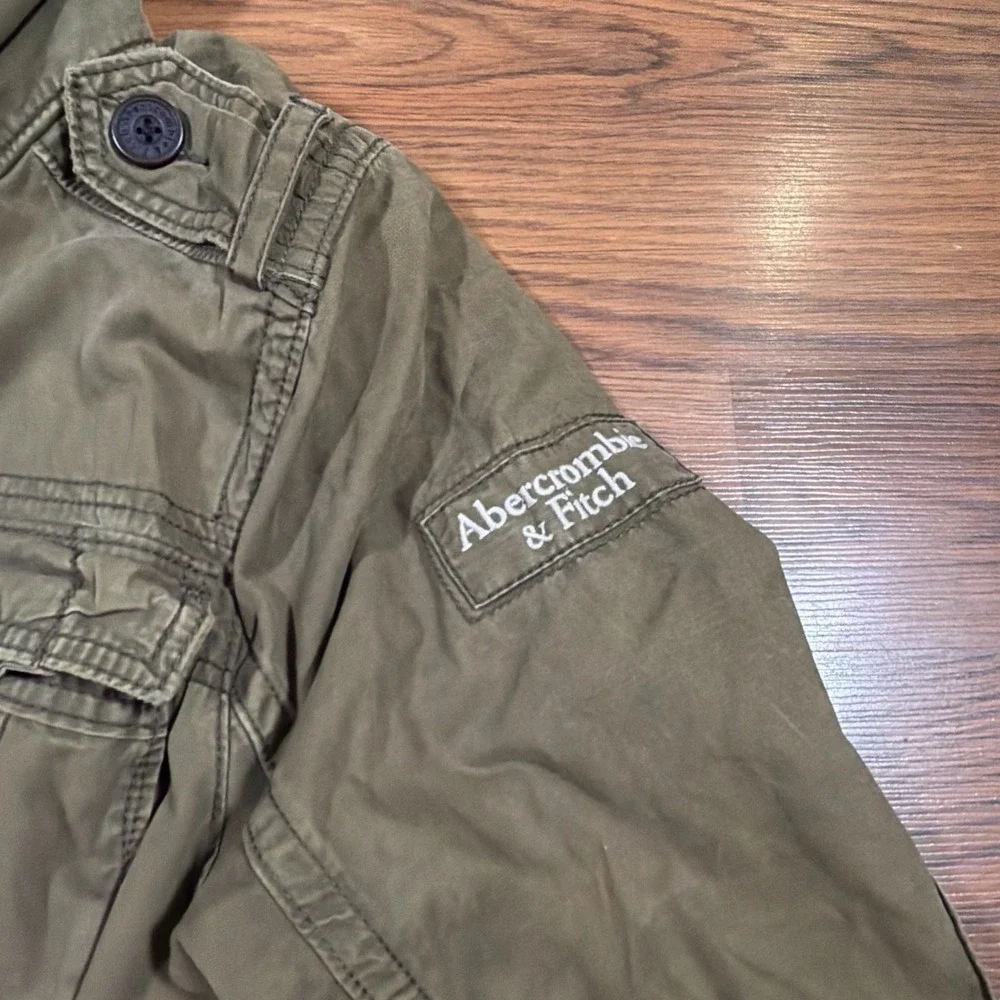 Abercrombie Fitch Military Jacket Men's Large Green Army Field Coat Parka Hooded
